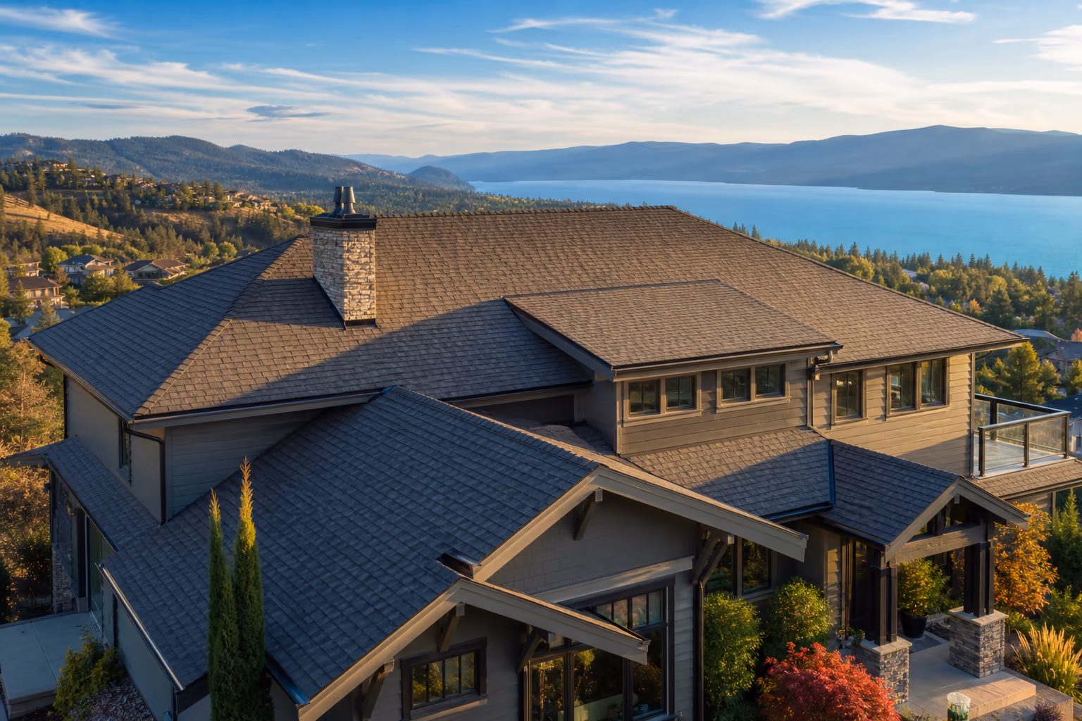Premium asphalt shingle roof installation on an Okanagan home