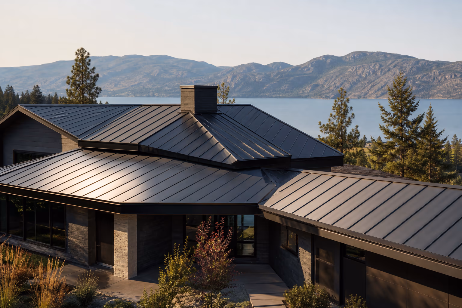 Contemporary Okanagan home with standing seam metal roof