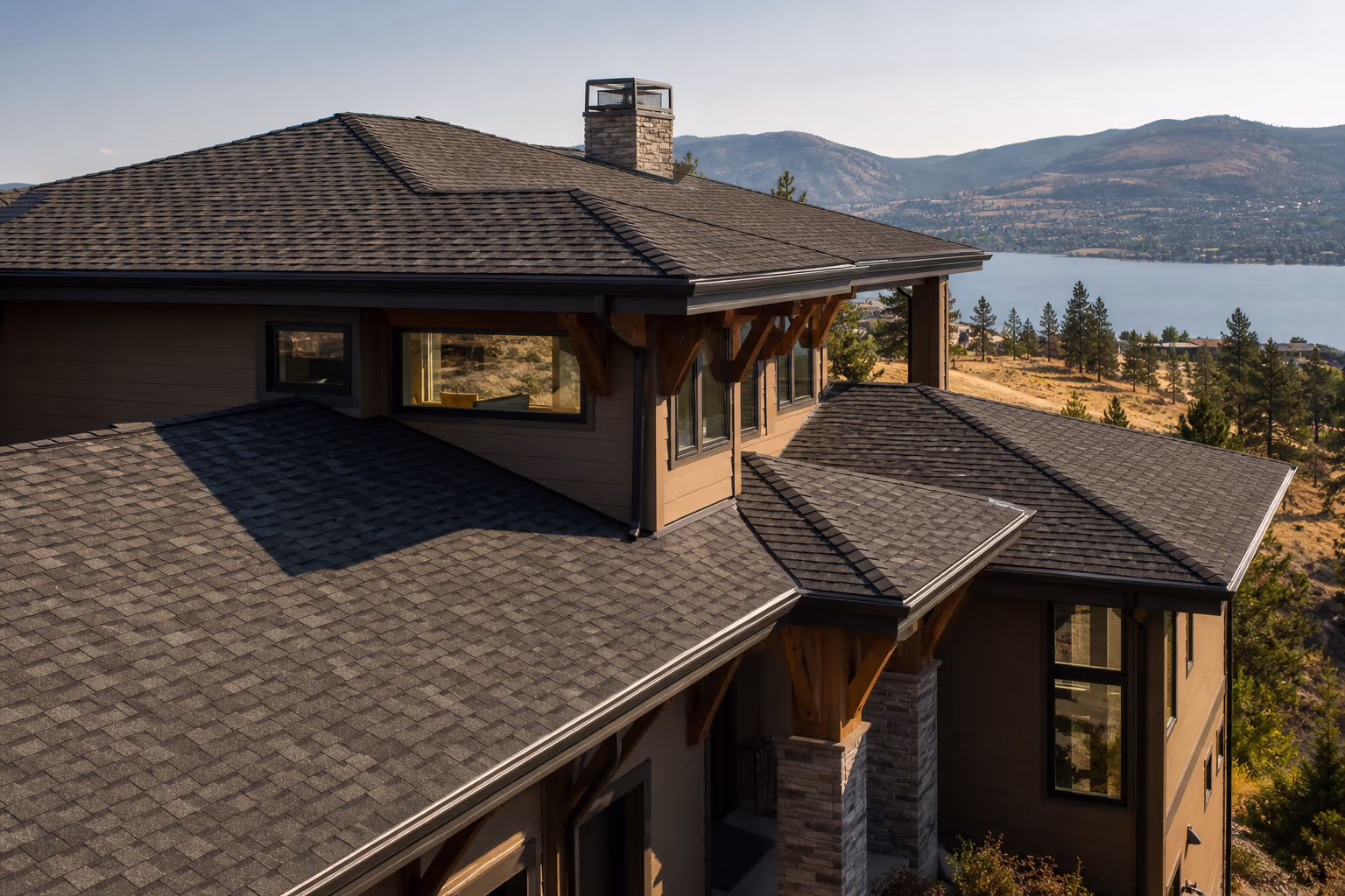 New asphalt shingle roof replacement on an Okanagan home
